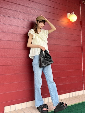 「アイテム（ハンドバッグ）」を使った、みさきさん（レディース・172cm）の夏コーディネート