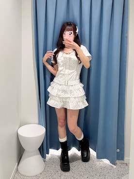 「OLIVE des OLIVE（オリーブデオリーブ）のティアードシャツワンピ（ワンピース、ホワイト系）」を使った、ひろさん（レディース・155cm）の春コーディネート