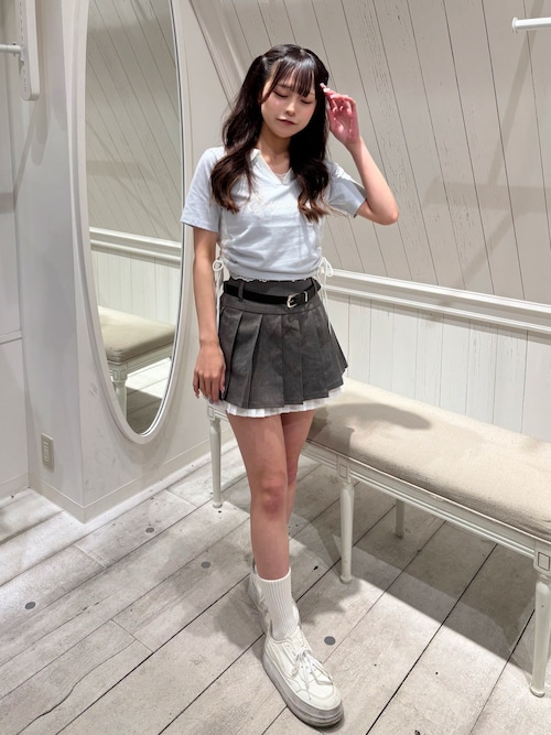 OLIVE des OLIVE ベルト付き裾レイヤードプリーツスカート OLIVE des スカート ベルト付き裾レイヤードプリーツスカート