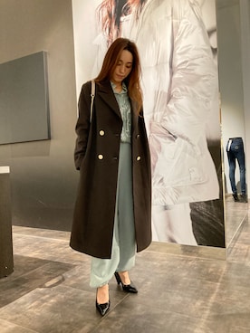 「ARMANI EXCHANGE（アルマーニエクスチェンジ）のアイテム（チェスターコート）」を使った、HAMAさん（レディース・158cm）の秋コーディネート