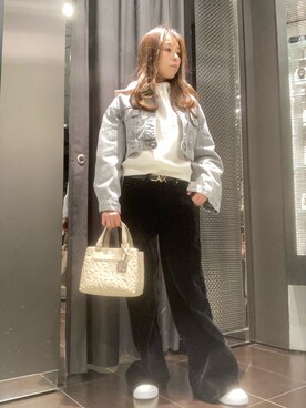 「アイテム（デニムジャケット、グレー系）」を使った、HAMAさん（レディース・158cm）の冬コーディネート