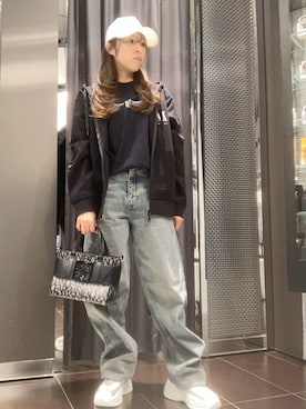 「ARMANI EXCHANGE（アルマーニエクスチェンジ）のアイテム」を使った、HAMAさん（レディース・158cm）の春コーディネート