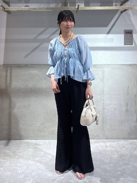 「アイテム（タンクトップ、シルバー系）」を使った、みのりさん（レディース・155cm）の夏コーディネート