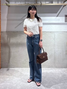 「LOWRYS FARM（ローリーズファーム）のパールタレンネックレス　249411（ネックレス）」を使った、みのりさん（レディース・155cm）の夏コーディネート