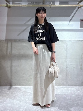 「LOWRYS FARM（ローリーズファーム）のパールタレンネックレス　249411（ネックレス）」を使った、みのりさん（レディース・155cm）の夏コーディネート