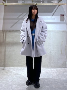 「アイテム（その他アウター、パープル系）」を使った、みのりさん（レディース・155cm）の冬コーディネート