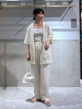 「キャミソール」｜「アイテム（その他アウター）」を使った、みのりさん（レディース・155cm）の夏コーディネート
