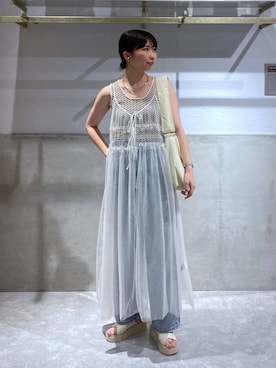 「アイテム（チョーカー）」を使った、みのりさん（レディース・155cm）の夏コーディネート