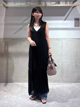 「LOWRYS FARM（ローリーズファーム）のパールタレンネックレス　249411（ネックレス）」を使った、みのりさん（レディース・155cm）の夏コーディネート