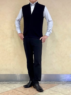 「アイテム（ビジネスシャツ）」を使った、BRICK HOUSE シャツ工房 なんばウォーク店さん（メンズ・168cm）の秋コーディネート