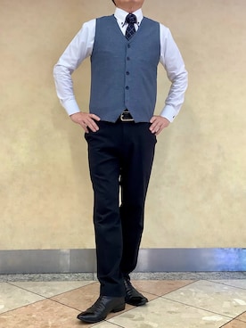 「アイテム（ビジネスシャツ）」を使った、BRICK HOUSE シャツ工房 なんばウォーク店さん（メンズ・168cm）の秋コーディネート