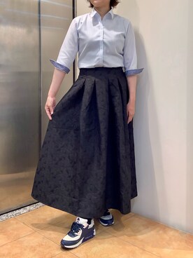 「TOKYO SHIRTS（トウキョウシャツ）の形態安定ノンアイロン スキッパー 7分袖ビジネスワイシャツ（ビジネスシャツ、ブルー系）」を使った、BRICK HOUSE シャツ工房 なんばウォーク店さん（メンズ・168cm）の夏コーディネート