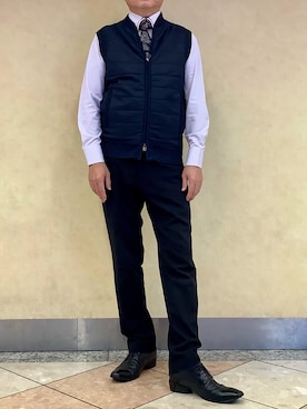 「アイテム（ビジネスシャツ）」を使った、BRICK HOUSE シャツ工房 なんばウォーク店さん（メンズ・168cm）の秋コーディネート