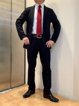 「TOKYO SHIRTS（トウキョウシャツ）のアイテム（ビジネスシャツ）」を使った、BRICK HOUSE シャツ工房 なんばウォーク店さん（メンズ・168cm）の春コーディネート