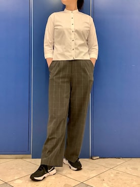 「アイテム（ビジネスシャツ）」を使った、BRICK HOUSE シャツ工房 なんばウォーク店さん（レディース・167cm）の夏コーディネート