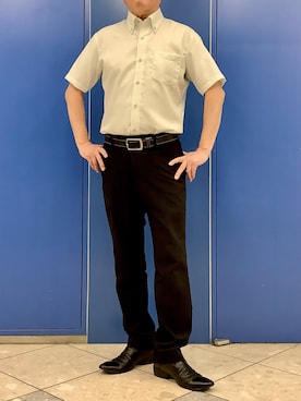「アイテム（ビジネスシャツ）」を使った、BRICK HOUSE シャツ工房 なんばウォーク店さん（メンズ・168cm）の夏コーディネート