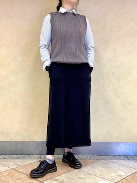 「アイテム（ビジネスシャツ）」を使った、BRICK HOUSE シャツ工房 なんばウォーク店さん（レディース・167cm）の冬コーディネート