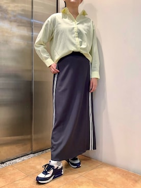 「TOKYO SHIRTS（トウキョウシャツ）の【Pitta Re:)】ふわっとガーゼシャツ ワイドシルエット 長袖 綿100% レディース カジュアルシャツ（シャツ/ブラウス、イエロー系）」を使った、BRICK HOUSE シャツ工房 なんばウォーク店さん（メンズ・168cm）の春コーディネート