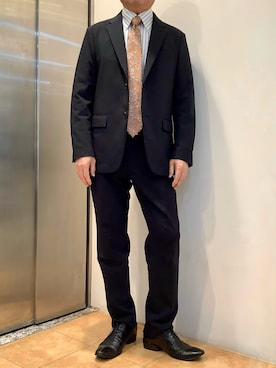 「TOKYO SHIRTS（トウキョウシャツ）のアイテム（ビジネスシャツ）」を使った、BRICK HOUSE シャツ工房 なんばウォーク店さん（メンズ・168cm）の春コーディネート