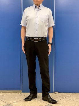 「アイテム（ビジネスシャツ）」を使った、BRICK HOUSE シャツ工房 なんばウォーク店さん（メンズ・168cm）の夏コーディネート