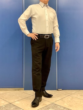 「アイテム（ビジネスシャツ）」を使った、BRICK HOUSE シャツ工房 なんばウォーク店さん（メンズ・168cm）の夏コーディネート