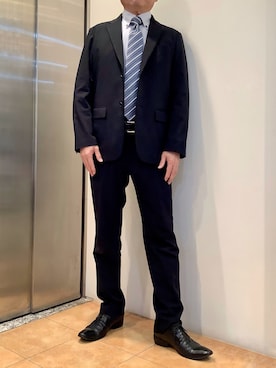 「TOKYO SHIRTS（トウキョウシャツ）のアイテム（ビジネスシャツ）」を使った、BRICK HOUSE シャツ工房 なんばウォーク店さん（メンズ・168cm）の春コーディネート