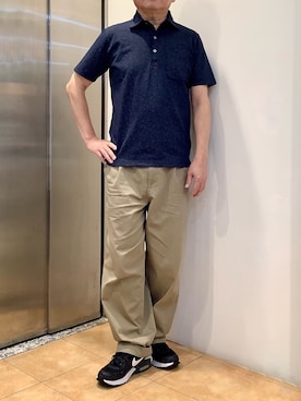 「TOKYO SHIRTS（トウキョウシャツ）のフラワープリント ポロシャツ（ポロシャツ、ブルー系）」を使った、BRICK HOUSE シャツ工房 なんばウォーク店さん（メンズ・168cm）の春コーディネート
