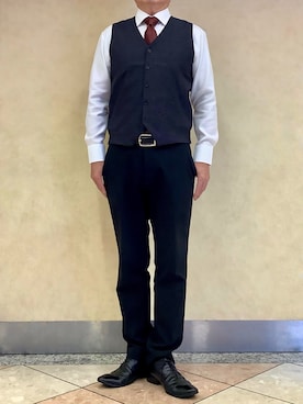 「アイテム（ビジネスシャツ）」を使った、BRICK HOUSE シャツ工房 なんばウォーク店さん（メンズ・168cm）の秋コーディネート