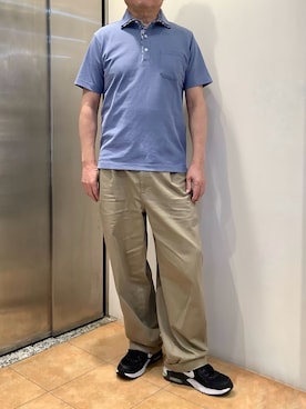 「TOKYO SHIRTS（トウキョウシャツ）のWカラー フラワープリント ポロシャツ（ポロシャツ、ブルー系）」を使った、BRICK HOUSE シャツ工房 なんばウォーク店さん（メンズ・168cm）の夏コーディネート