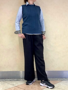 「アイテム（ビジネスシャツ）」を使った、BRICK HOUSE シャツ工房 なんばウォーク店さん（レディース・167cm）の秋コーディネート