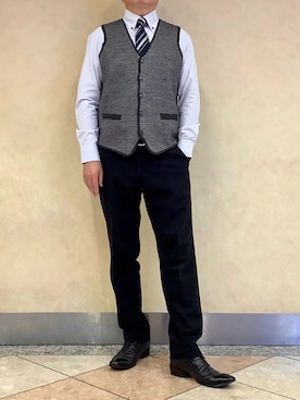 「アイテム（ビジネスシャツ）」を使った、BRICK HOUSE シャツ工房 なんばウォーク店さん（メンズ・168cm）の秋コーディネート