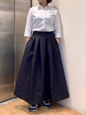 「TOKYO SHIRTS（トウキョウシャツ）の形態安定ノンアイロン スキッパー 7分袖ビジネスワイシャツ（ビジネスシャツ、ホワイト系）」を使った、BRICK HOUSE シャツ工房 なんばウォーク店さん（メンズ・168cm）の春コーディネート