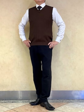 「アイテム（ビジネスシャツ）」を使った、BRICK HOUSE シャツ工房 なんばウォーク店さん（メンズ・168cm）の秋コーディネート