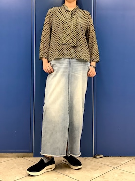 「ボウタイブラウス」｜BRICK HOUSE シャツ工房 なんばウォーク店さん（レディース・167cm）の夏コーディネート