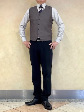 「アイテム（ビジネスシャツ）」を使った、BRICK HOUSE シャツ工房 なんばウォーク店さん（メンズ・168cm）の秋コーディネート