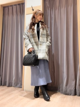 「Te chichi（テチチ）のアイテム（ノーカラーコート）」を使った、美桜さん（レディース・155cm）の冬コーディネート