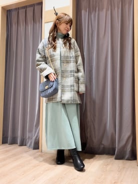 「Te chichi（テチチ）のアイテム（ノーカラーコート）」を使った、美桜さん（レディース・155cm）の冬コーディネート