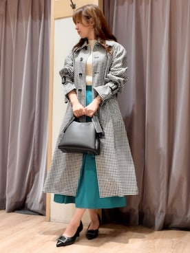 「Te chichi（テチチ）のアイテム（ステンカラーコート）」を使った、美桜さん（レディース・155cm）の冬コーディネート