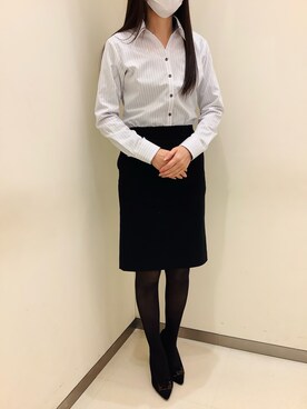 「アイテム（ビジネスシャツ）」を使った、BRICK HOUSE by Tokyo Shirts 松前エミフル店さん（レディース・162cm）の冬コーディネート