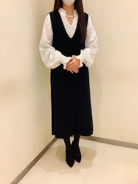 「アイテム（ビジネスシャツ）」を使った、BRICK HOUSE by Tokyo Shirts 松前エミフル店さん（レディース・162cm）の冬コーディネート