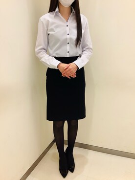 「アイテム（ビジネスシャツ）」を使った、BRICK HOUSE by Tokyo Shirts 松前エミフル店さん（レディース・162cm）の春コーディネート