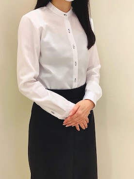 「アイテム（ビジネスシャツ）」を使った、BRICK HOUSE by Tokyo Shirts 松前エミフル店さん（レディース・162cm）の春コーディネート