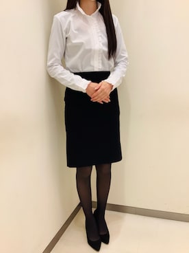 「アイテム（ビジネスシャツ）」を使った、BRICK HOUSE by Tokyo Shirts 松前エミフル店さん（レディース・162cm）の冬コーディネート