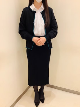 「アイテム（ビジネスシャツ）」を使った、BRICK HOUSE by Tokyo Shirts 松前エミフル店さん（レディース・162cm）の冬コーディネート