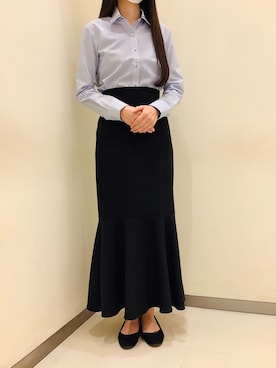 「アイテム（ビジネスシャツ）」を使った、BRICK HOUSE by Tokyo Shirts 松前エミフル店さん（レディース・162cm）の冬コーディネート