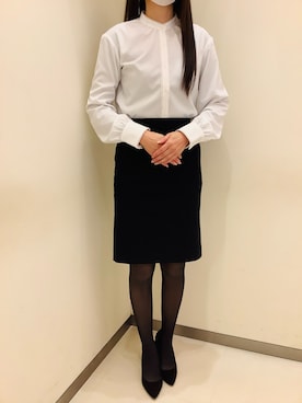 「アイテム（ビジネスシャツ）」を使った、BRICK HOUSE by Tokyo Shirts 松前エミフル店さん（レディース・162cm）の冬コーディネート