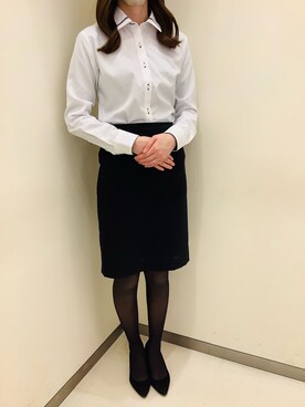 「アイテム（ビジネスシャツ）」を使った、BRICK HOUSE by Tokyo Shirts 松前エミフル店さん（レディース・158cm）の春コーディネート