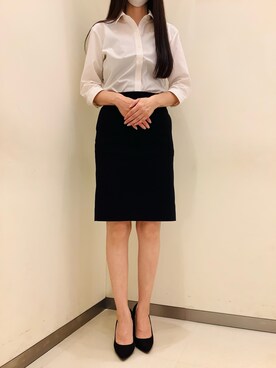 「アイテム（ビジネスシャツ、ベージュ系）」を使った、BRICK HOUSE by Tokyo Shirts 松前エミフル店さん（レディース・162cm）の夏コーディネート