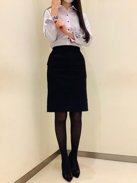 「アイテム（ビジネスシャツ）」を使った、BRICK HOUSE by Tokyo Shirts 松前エミフル店さん（レディース・162cm）の冬コーディネート
