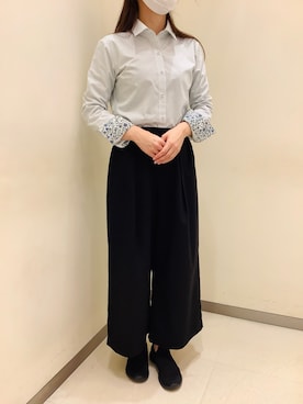 「アイテム（ビジネスシャツ）」を使った、BRICK HOUSE by Tokyo Shirts 松前エミフル店さん（レディース・154cm）の春コーディネート